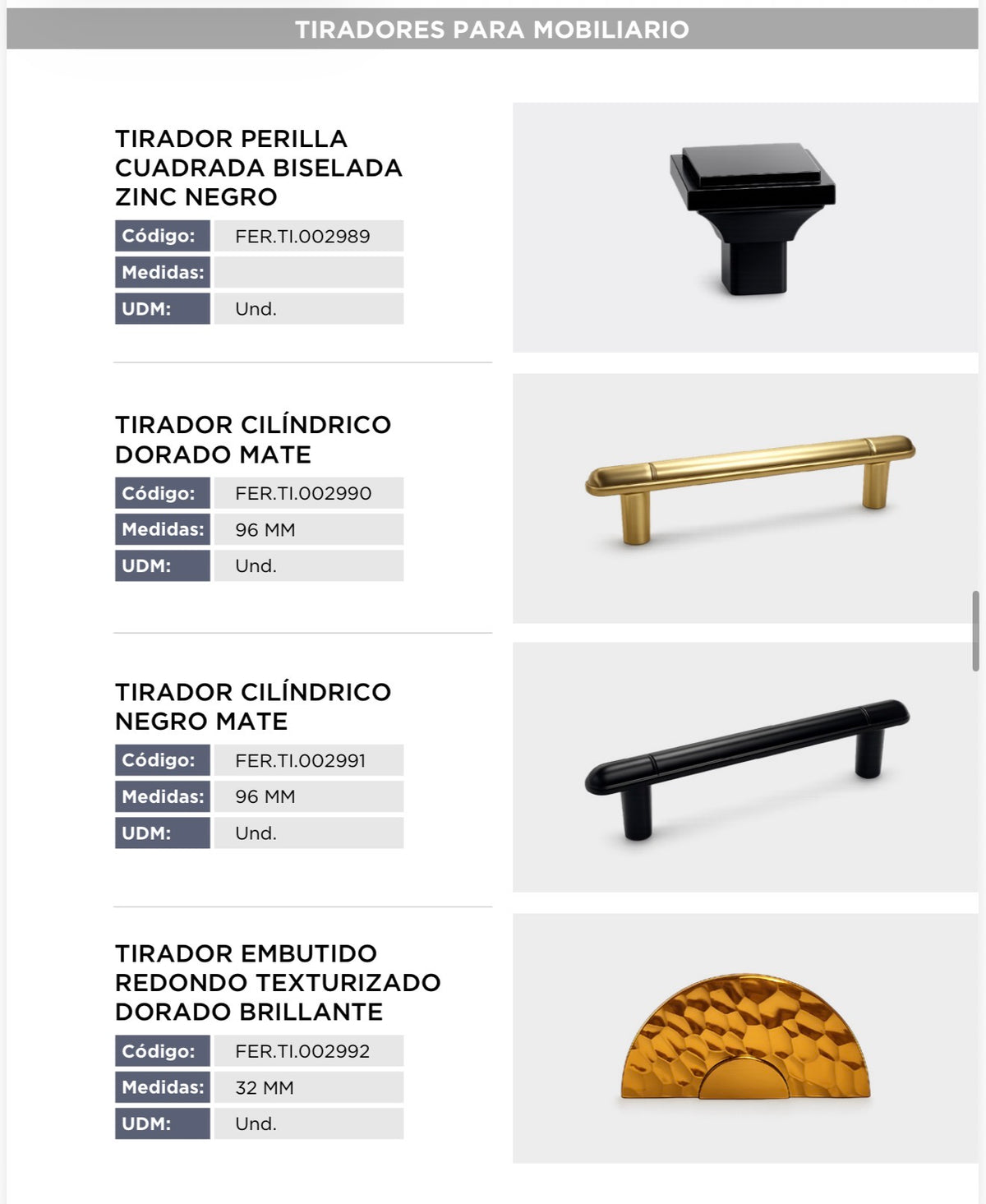Catálogo de tiradores