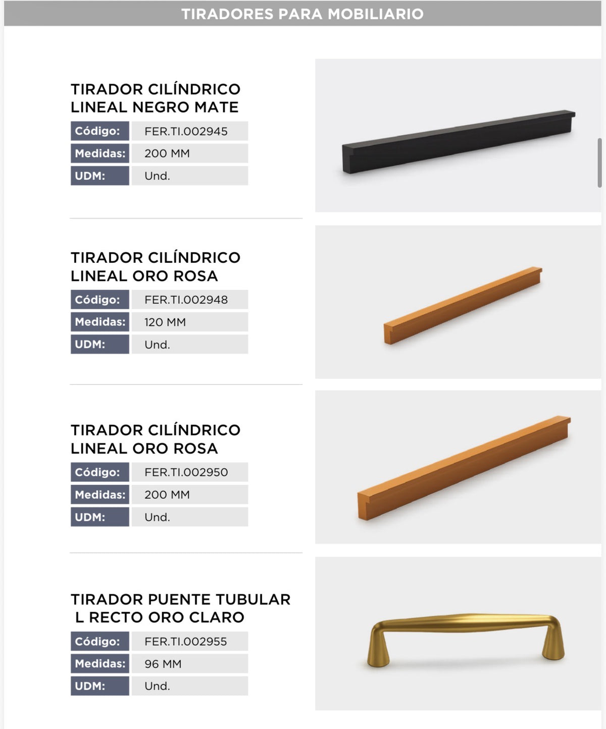 Catálogo de tiradores