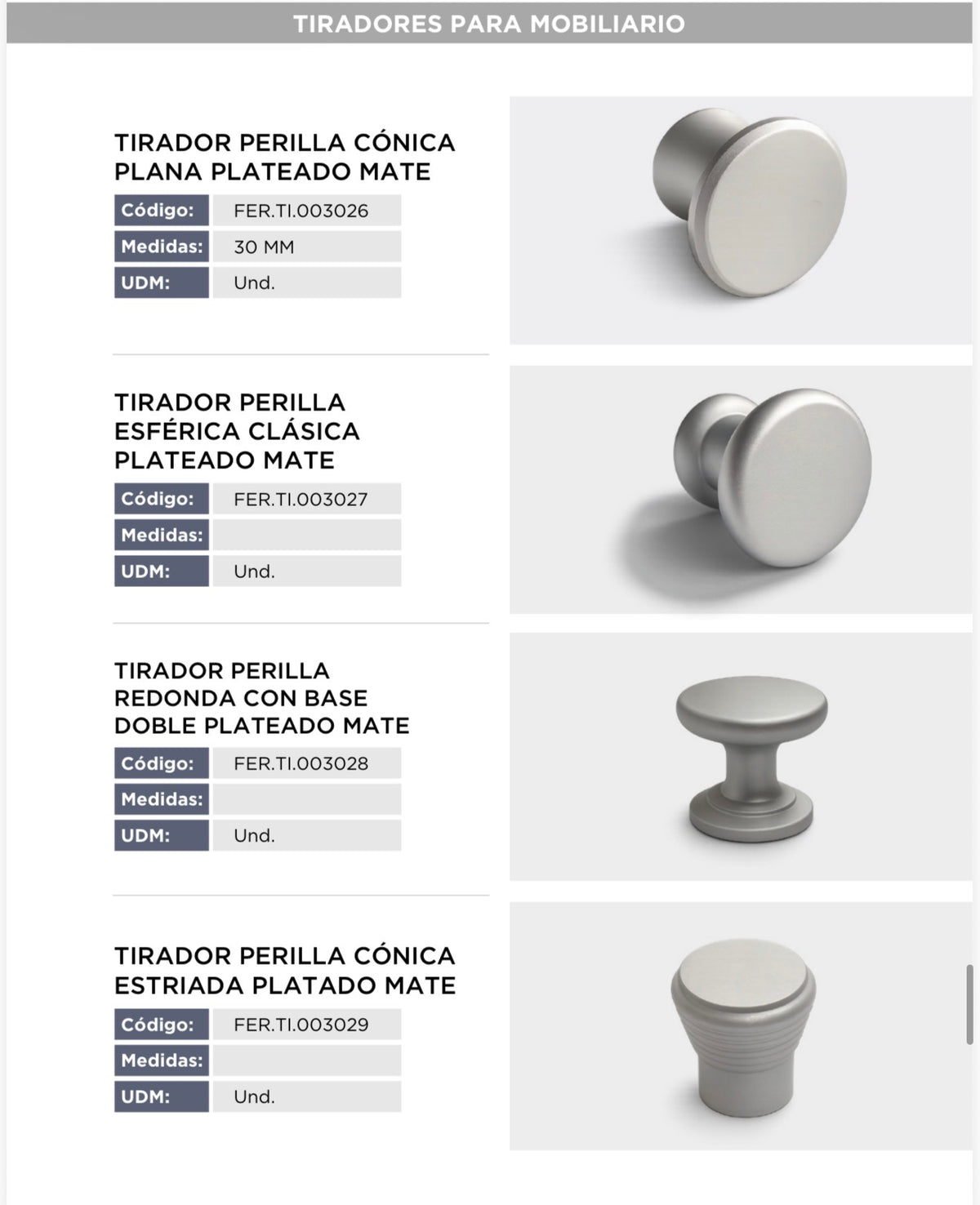 Catálogo de tiradores