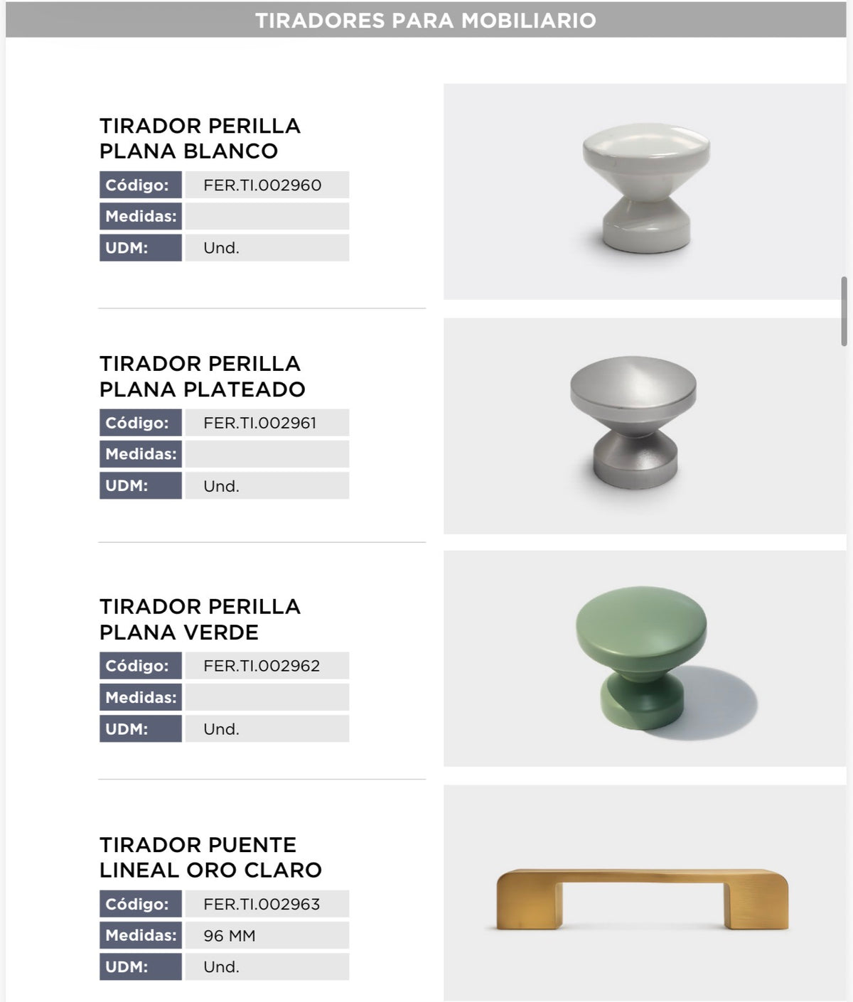 Catálogo de tiradores