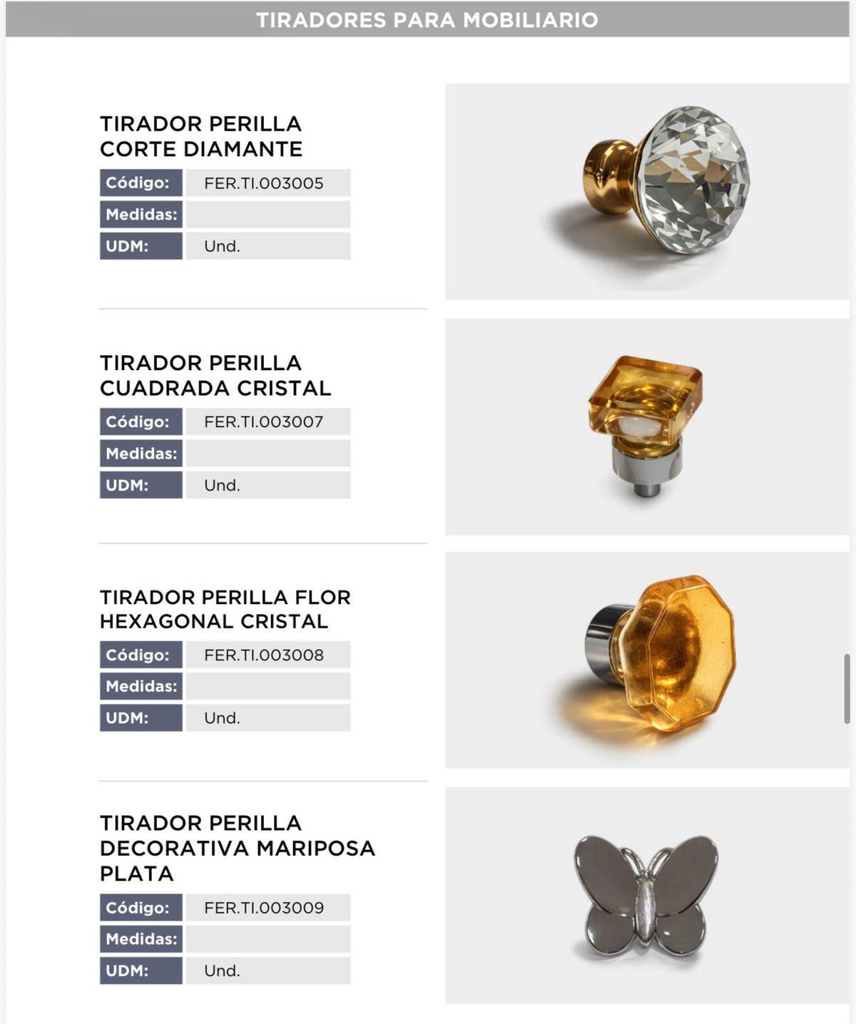 Catálogo de tiradores