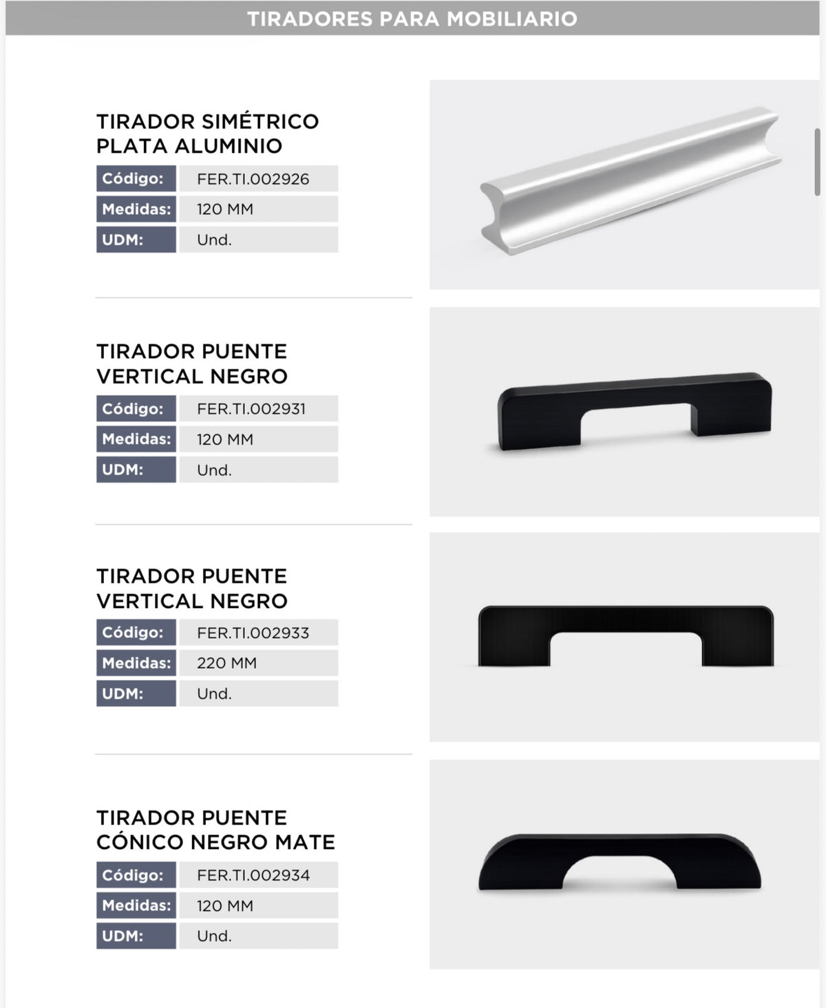 Catálogo de tiradores
