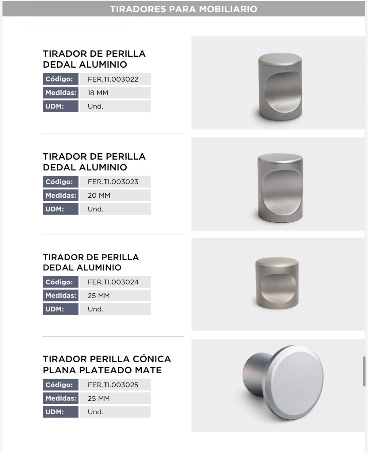 Catálogo de tiradores