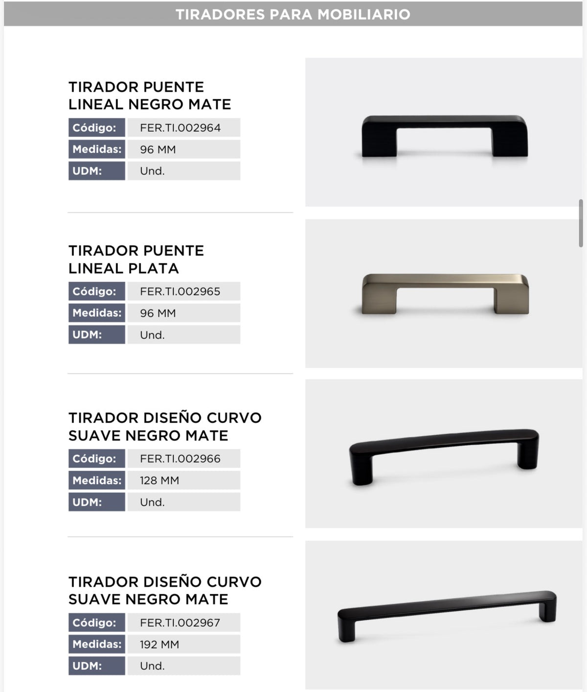 Catálogo de tiradores