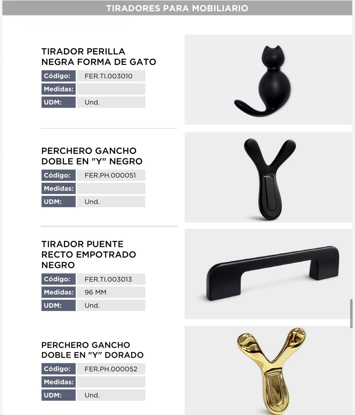 Catálogo de tiradores