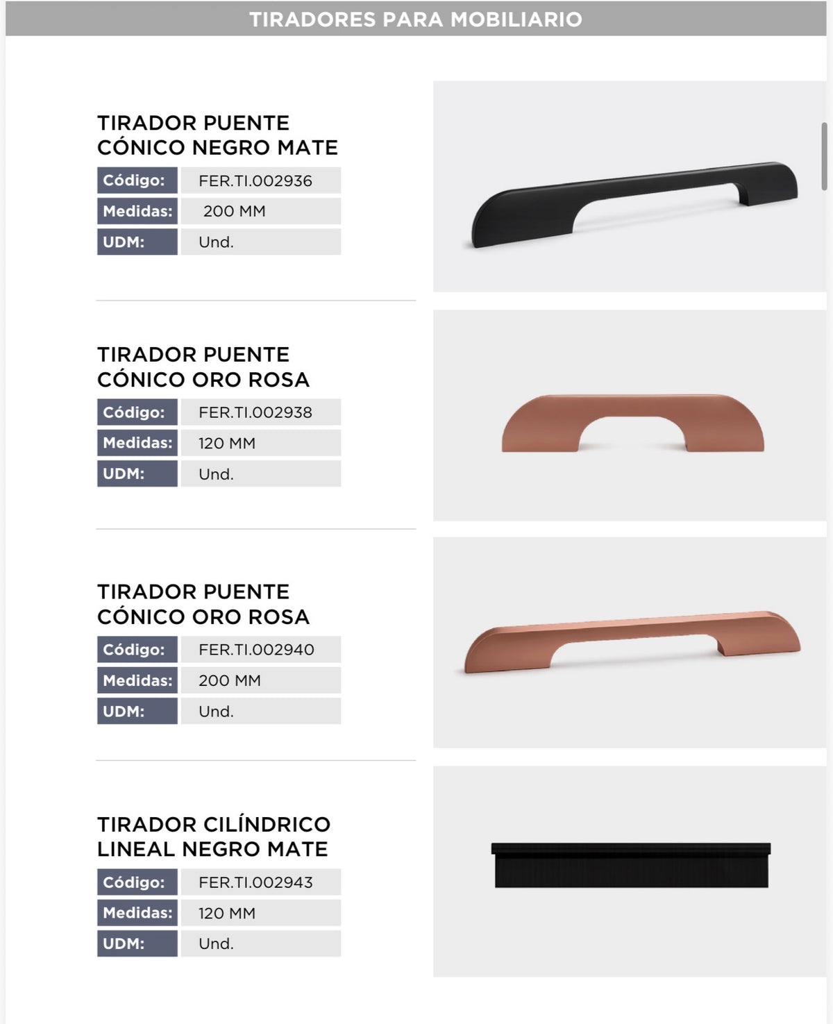 Catálogo de tiradores